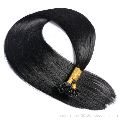 Factory Price Top Quality Raw Flat Tip Hair Natural Color Straight Hair Virgin Alibaba Remy Russian Hair Extensions